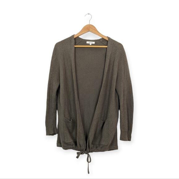 Madewell Olive Green Palisades Open Front Tie Cardigan Sweater - Picture 1 of 7